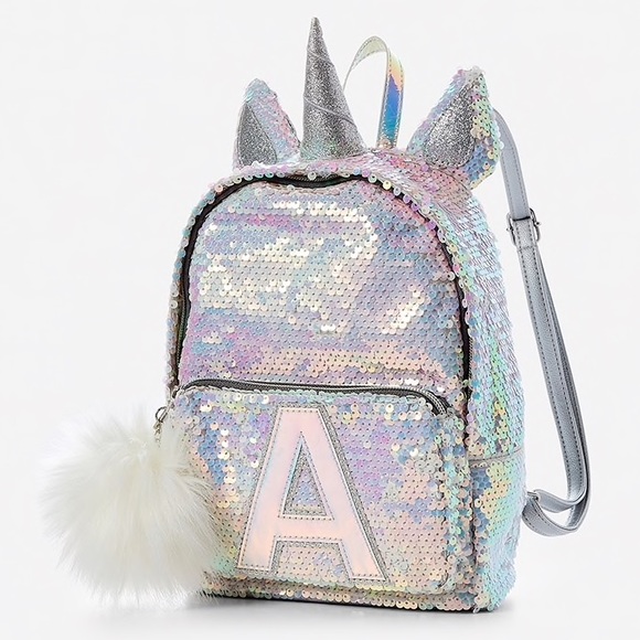 NWT JUSTICE initial “A” Unicorn Mini Backpack